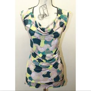 Simply Vera By Vera Wang Sleeveless Blouse Women Brown Yellow Abstract Small